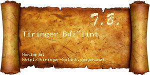 Tiringer Bálint névjegykártya